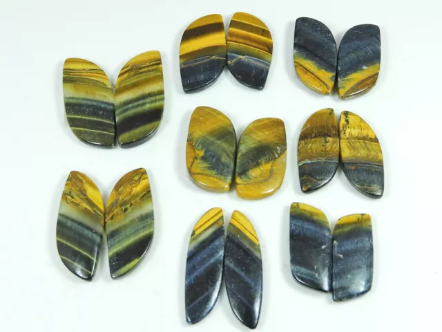 141Cts.RARE~ Natural Tiger Eye Matched Pair 08 Pair Lot Gemstone 24-29 MM m439