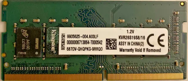 RAM Kingston 16GB DDR4 2666MHZ KVR26S19S8/16 PC4-21300 CL19 260pin Laptop Memory