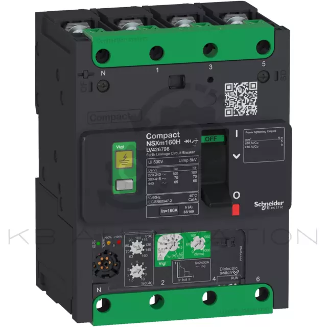 Schneider LV426798 Compact NSXm Earth Leakage Circuit Breaker (ELCB) 160A - 70kA