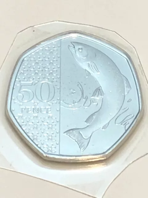 2023 50p Fifty Pence Coin Atlantic Salmon - Charle III Uncirculated UK BUNC