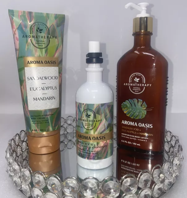 Bath & Body Works Aromatherapy SANDALWOOD EUCALYPTUS Mist, Body Cream & Lotion