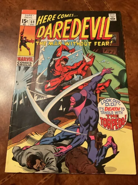 Marvel Daredevil #59 silver age comic book 1969 Colan 1st app & death of Torpedo