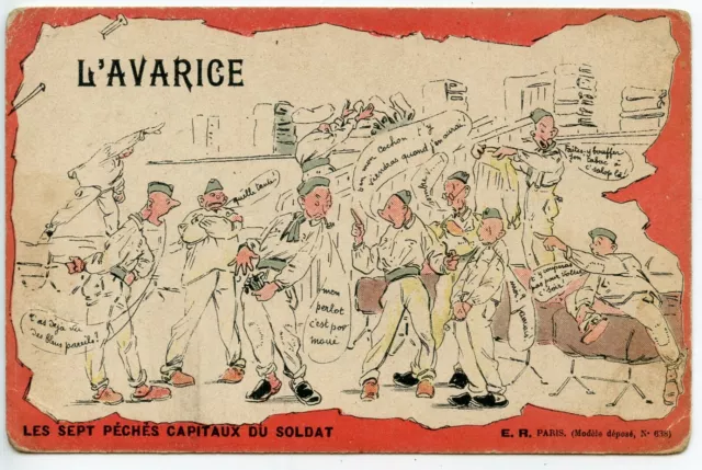 Cpa / Postcard / Humor / Satire / Fantasy Illustrator / Avarice