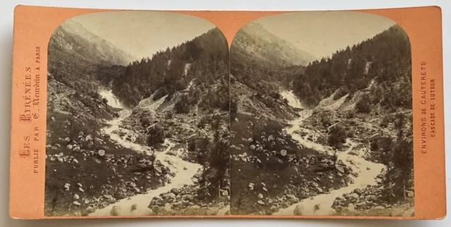 Frankreich Cauterets Cascade Lutour c1870 Foto Stereo Vintage Albumin P75L4n