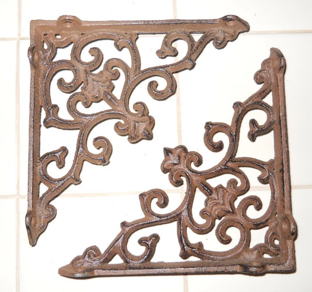 2 Cast Iron Antique Style ARROW Brackets, Garden Braces Shelf Bracket