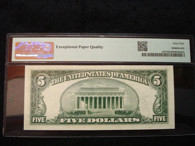 1953-B $5 Silver Certificate - Pmg 64 Epq 2