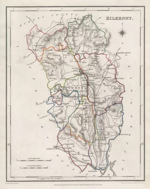 COUNTY KILKENNY antique map for LEWIS by CREIGHTON & DOWER. Ireland 1846