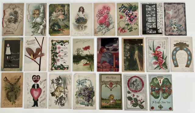 Lot of 23 Antique Early 20th Century Ca.1900s Postcards