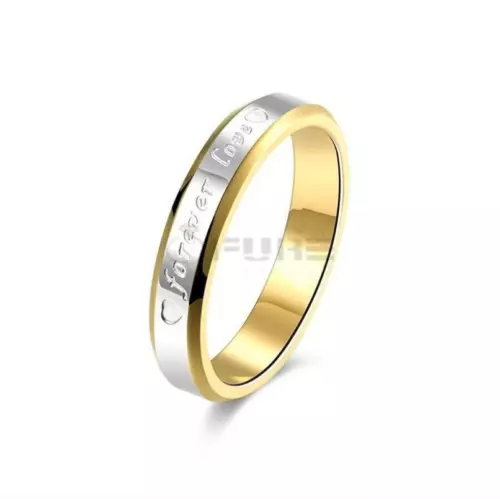 18K Gold Plated Forever Love Stainless Steel Silver Men Women Engagement Rings