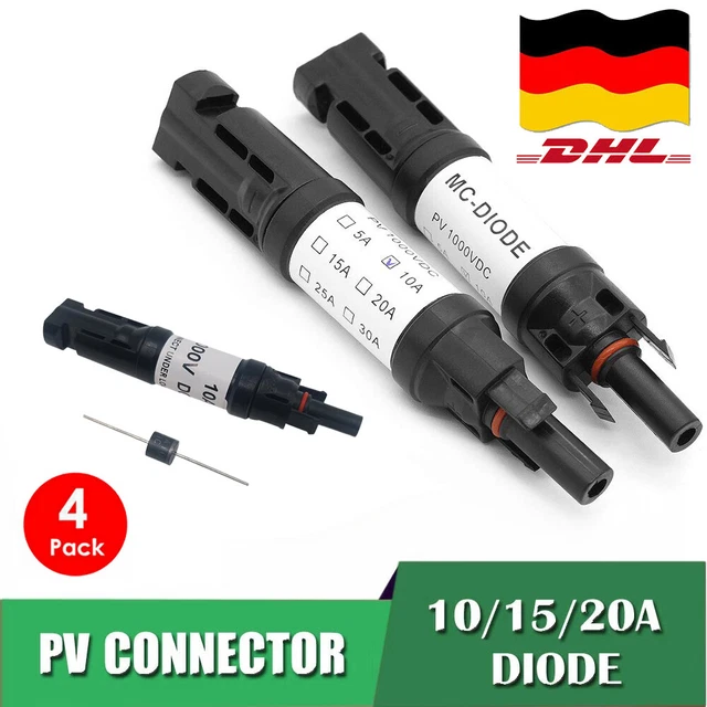 Electraline MC4-Stecker Set Für Solaranlagen - Komplettpaket Mit Zange Für 2,5-6mm² Kabel