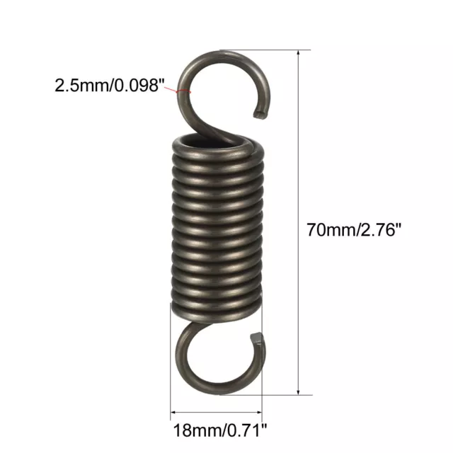 2.5x18x70mm Spring Steel Small Dual Hook Tension Springs 2