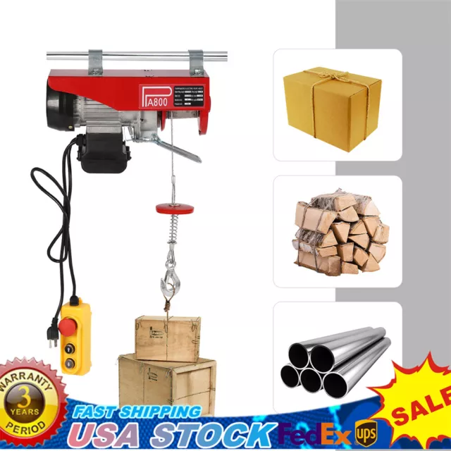 PA800 Electric Hoist Winch 800kg Electric Crane Wireless Remote Control USA