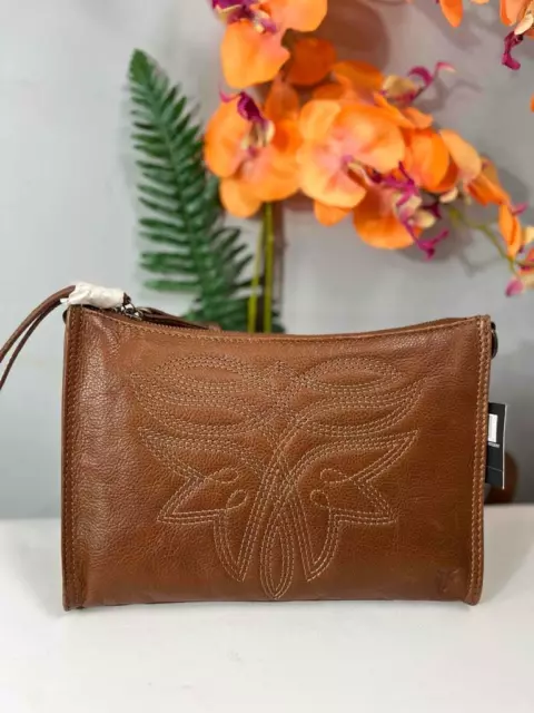 NWT FRYE Charlene Embroidered Crossbody Bag In Cognac Western Brown