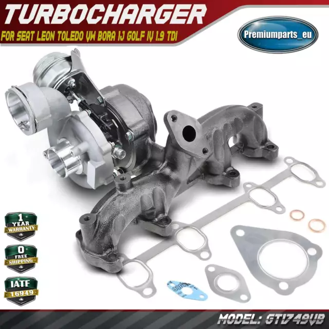 Turbo Turbocharger for Seat Leon Toledo VW Bora 1J Golf IV 1.9 TDI GT1749VB New