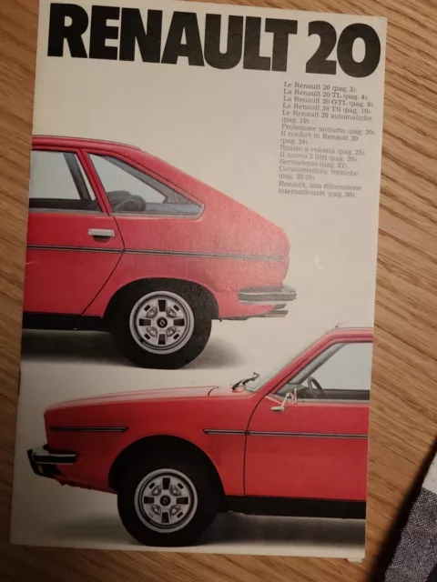 Depliant RENAULT 20 TL-GTL  GTS Automatico  brochure italiano 1980 32 pag A5