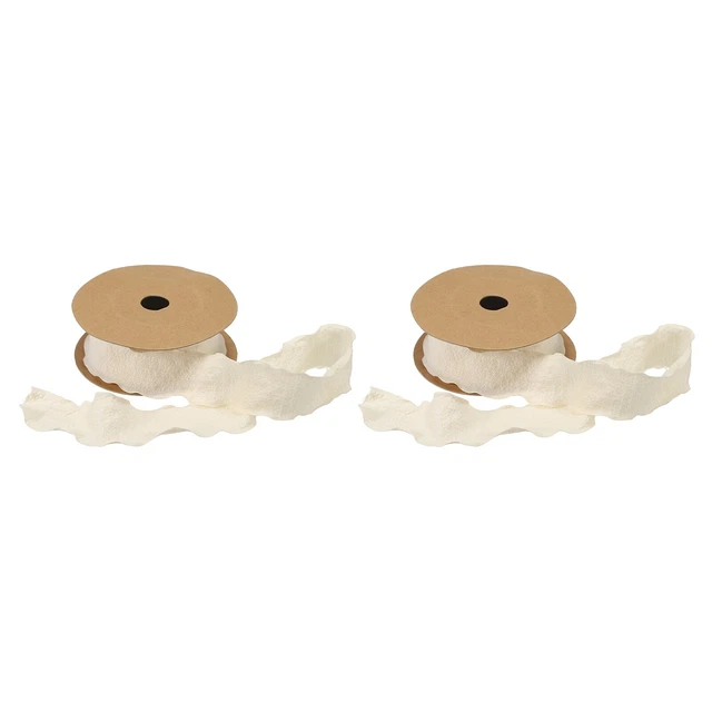 2 piezas cinta de 1,5 pulgadas 10 yardas satinada doble borde volante crema blanca color liso