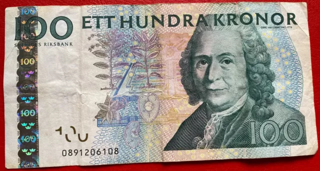 🇸🇪 Schweden Sweden 100 Kronor Kronen Banknote 2001