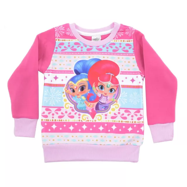Ragazze Natale Maglione Shimmer & Shine Rosa Principessa Novità Maglione Genio