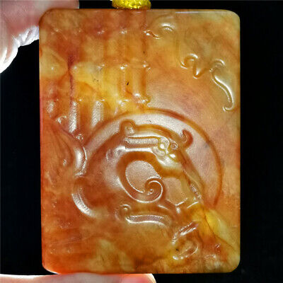 Chinese old rare hetian jade Jadeite hand-carved pendant necklace statue horse
