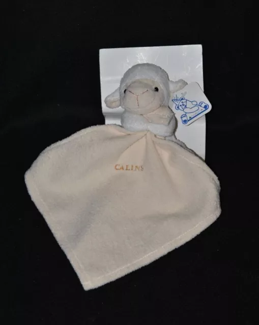 Peluche doudou mouton blanc MAXITA mouchoir beige brodé "CALINS" 11 cm NEUF