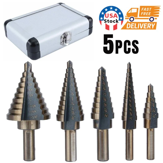 5pcs HSS High Speed Steel Cobalt Titanium Step Drill Bit Multiple Hole 50 Sizes