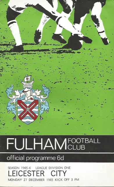 Football Programme - Fulham v Leicester City - Div 1 - 27/12/1965