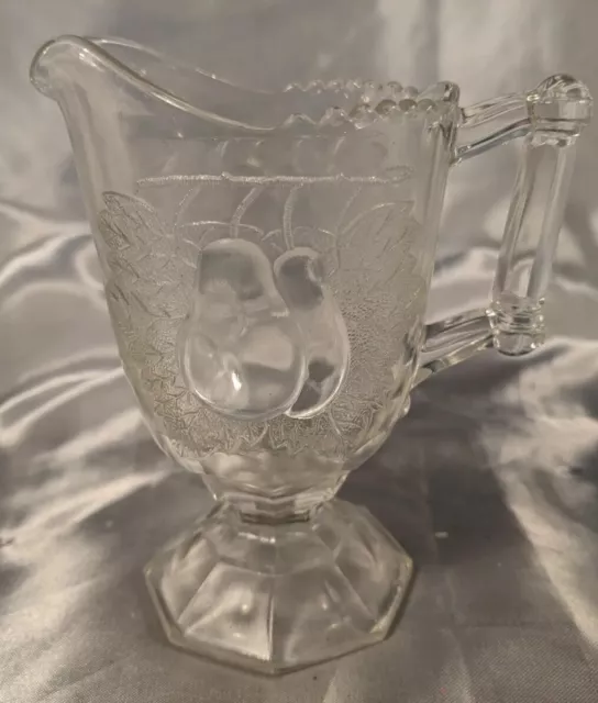 Antique Vintage EAPG Baltimore Pear Clear Pressed Glass Footed Pedestal Creamer