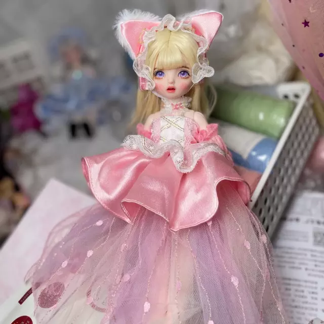 1/6 BJD Doll Cute Girl Full Set Kids Gift Ball Jointed Eyes Dress Makeup Toys