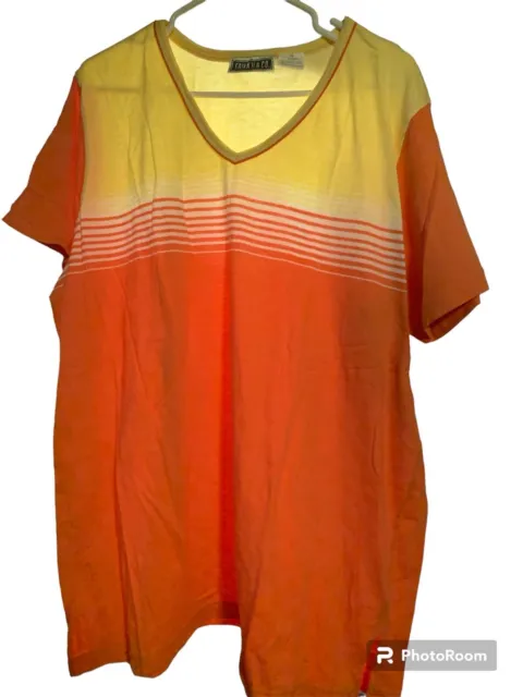 Erika Company Plus Sz Top Womens 2x 18/20 V-Neck T Shirt Yellow Orange Beach Tee