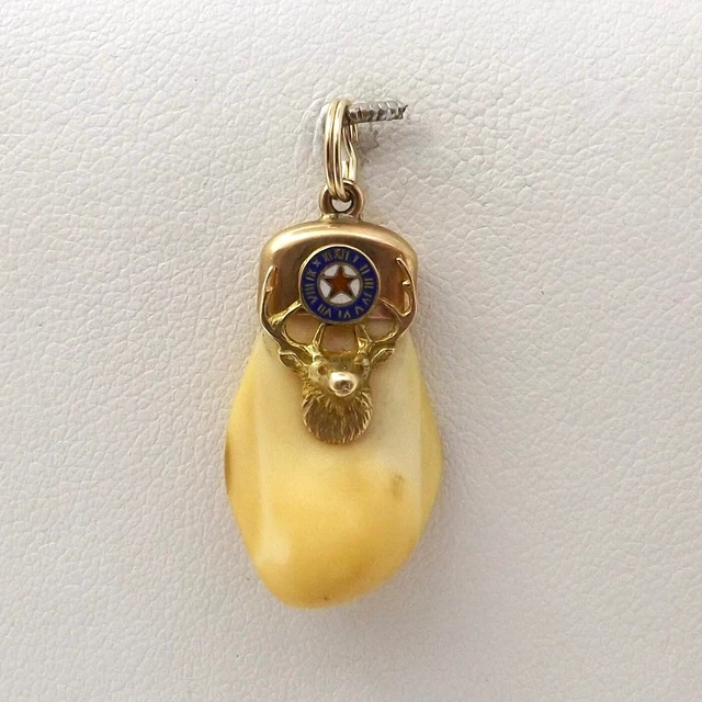 14k Gold Elks Club Lodge Bpoe Tooth Charm Pendant Fob Vintage 3gr