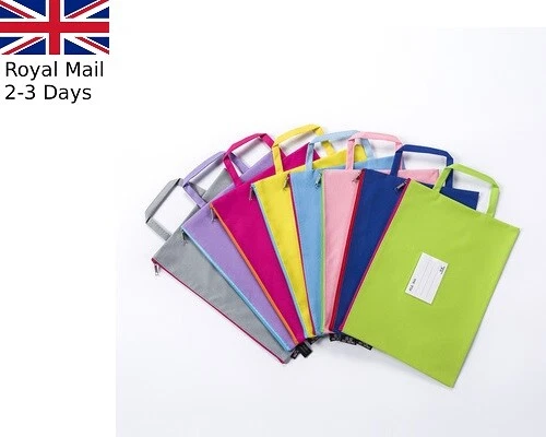 1 or 2 A4 Fabric Waterproof Zip Folder Pocket Document Holder Office organiser