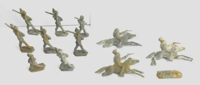 11 Alte Zinnfiguren Konvolut Flachfiguren Zinnsoldaten Indianer Zinn Figur 💃