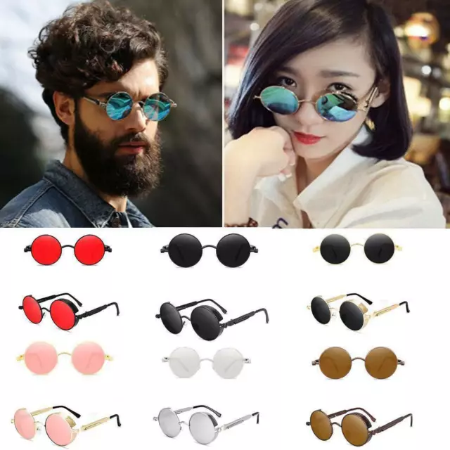 Retro Round Polarized Sunglasses Men Women Vintage Gothic Steampunk Glasses New