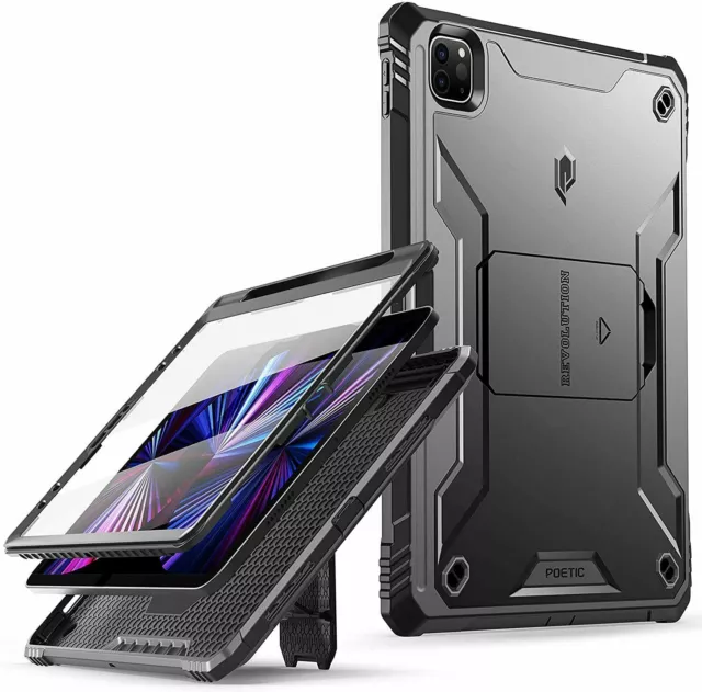 For iPad Pro 11 (2022/2021/2020/2018) Tablet Case Poetic Kickstand Cover Black
