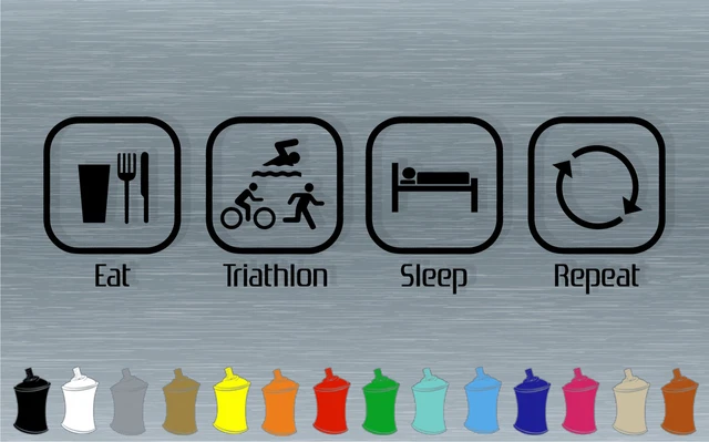 Eat Sleep Trathlon repeat Aufkleber / Swim Bike Run Sticker  vers.Farben 20cm