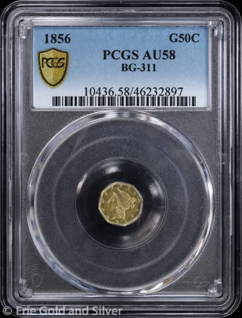1856 50C California Fractional Gold Half Dollar PCGS AU 58 | BG-311