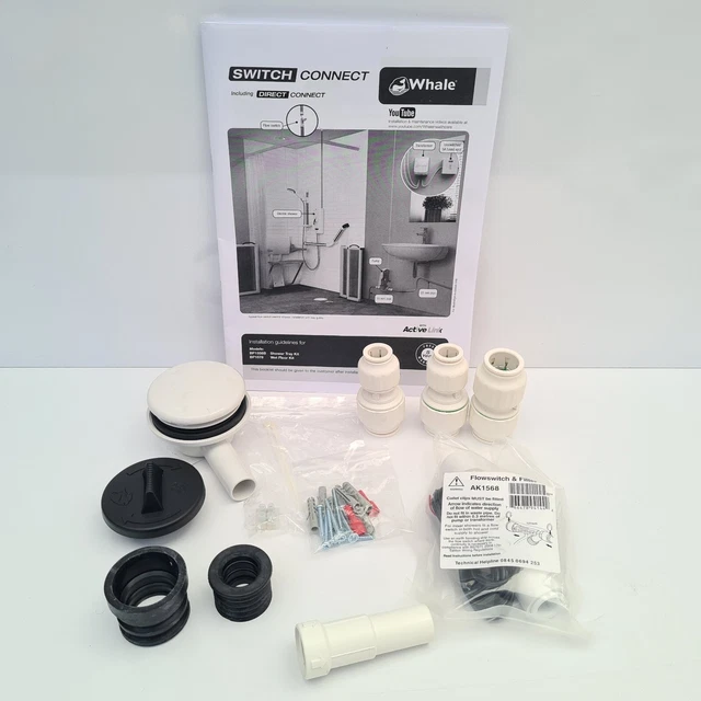 WHALE SWITCH CONNECT Shower Waste Drain Pump Fitting Kit with Flow ...