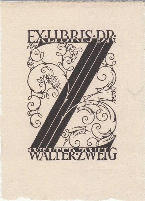 Exlibris Bookplate Klischee Rudolf Junk 1880-1943 Initiale Rankwerk 1