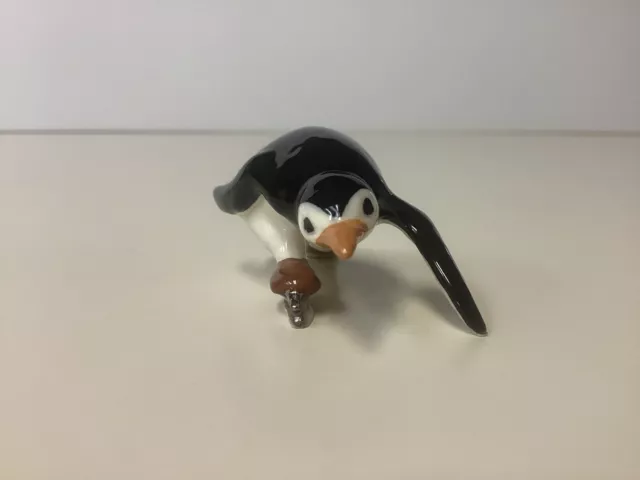 Retired Hagen Renaker Miniature Ice Skating Penguin Speed Skater Figurine