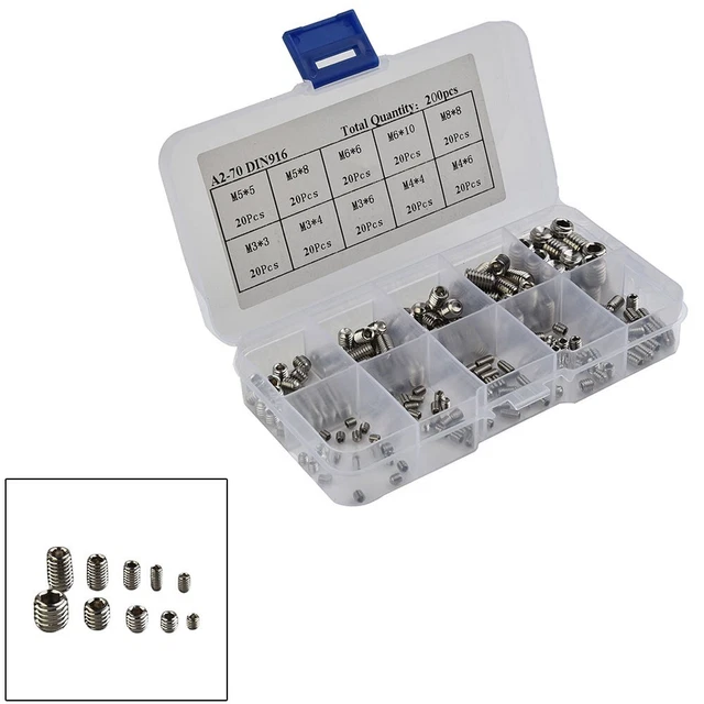 Cappello Fissaggio Viti Kit Parti Presa 200pcs Assortimento Chiusure Portable