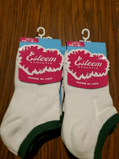 Girls Socks - Esteem Athletic 6 Pairs. Fits Shoe Size Girls  12.5-5.5