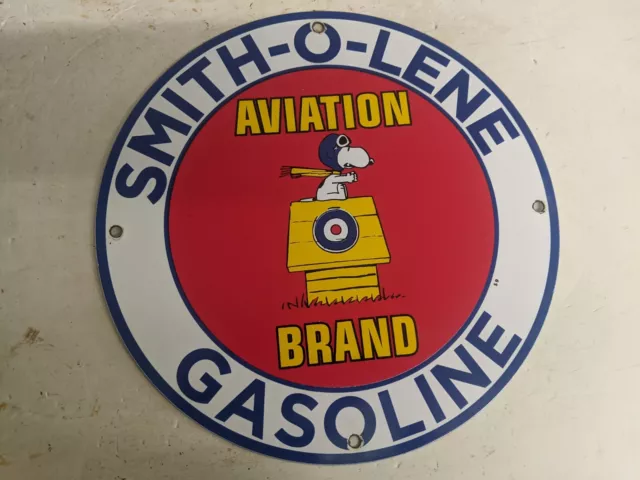 Vintage Dated '59 Smith-O-Lene Aviation Gasoline Porcelain Gas Station Pump Sign