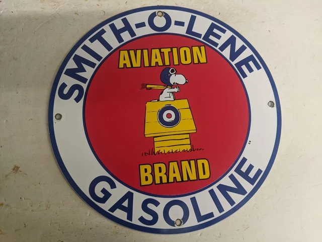 Vintage Dated '59 Smith-O-Lene Aviation Gasoline Porcelain Gas Station Pump Sign