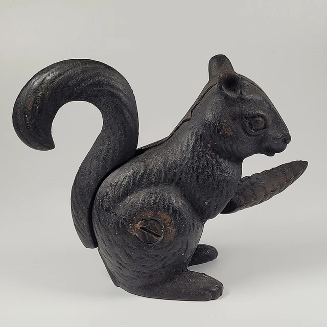 Antique Vintage Cast Iron Squirrel Nut Cracker-Tail Lever-4.5" Tall