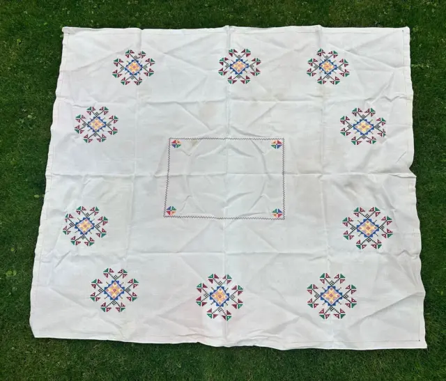 Antique Ukrainian tablecloth for table handmade, cross stitch Long! (54/63) inch