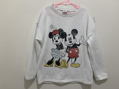 Girls Next Bianco Sporco Disney Mickey Minnie Mouse Felpa Maglione 7yrs ❤
