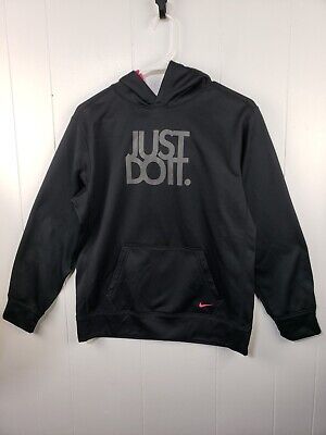 Nike Therma Fit Black/Pink Hoodie Pullover Sweatshirt Size Youth XL Pockets