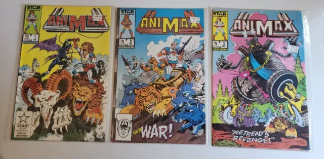 Animax #1-3 Marvel / Star Comics 1986 Vintage Comic Book Lot