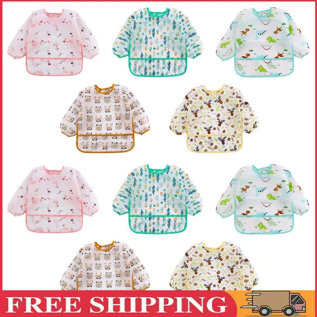Long Sleeve Feeding Apron Children One Piece Eating Clothes Toddler Eating Cover