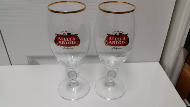 Stella Artois Chalice Beer Glasses 40 CL Set of 2 Glass Pub Bar